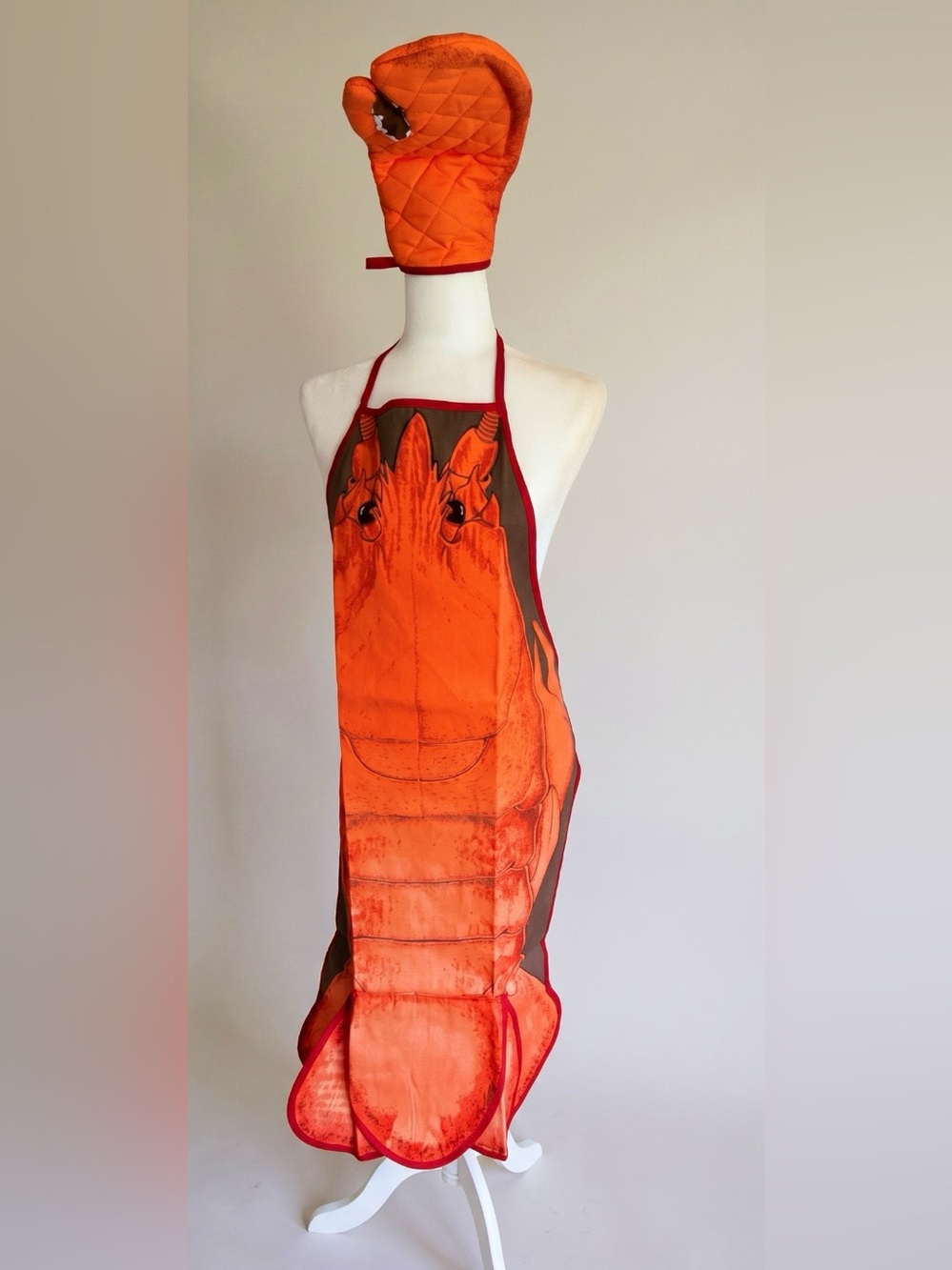 🎁🆕 Vintage  Apron & Mitt Set • Lobster Kitsch - Novelty Gift • Salamander™️